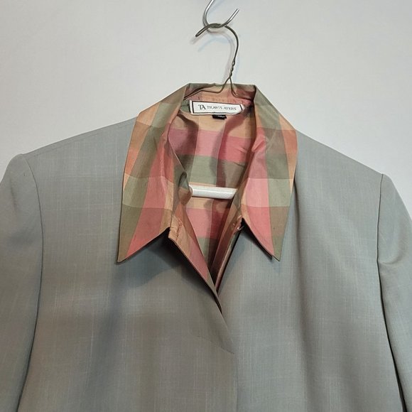 Travis Ayers Polyester Suit 3 Piece Jacket Pants Silk Sleeveless Blouse Size 10 - Picture 3 of 16